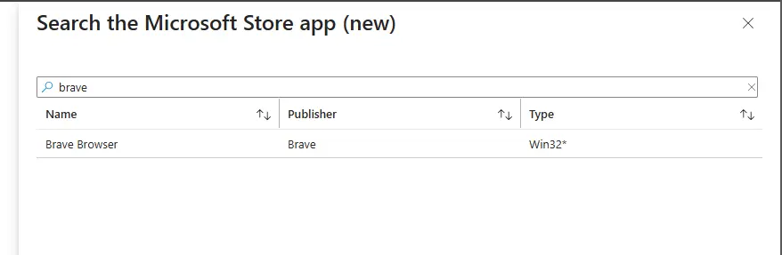 Brave Browser selection